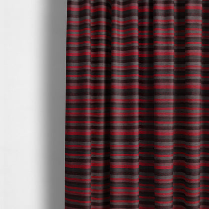 Enya Designer Soft Luxury Striped Fabric Red Colour Chenille JO-554 - Made To Measure Curtains