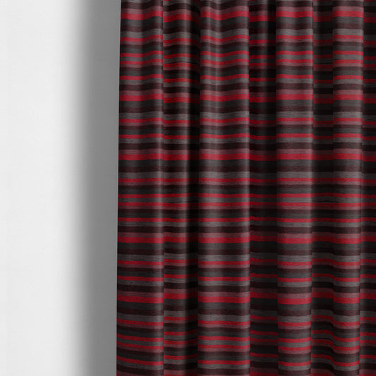 Enya Designer Soft Luxury Striped Fabric Red Colour Chenille JO-554 - Made To Measure Curtains