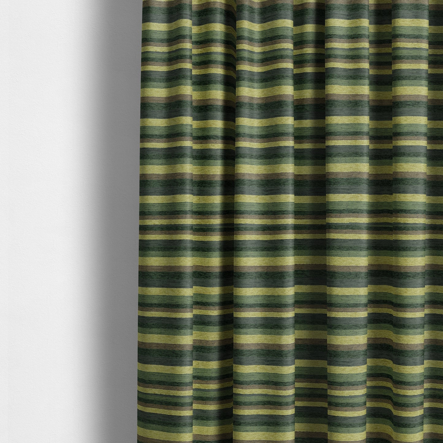 Enya Designer Soft Luxury Striped Fabric Green Colour Chenille JO-555 - Made To Measure Curtains