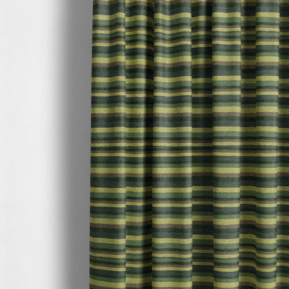 Enya Designer Soft Luxury Striped Fabric Green Colour Chenille JO-555 - Made To Measure Curtains