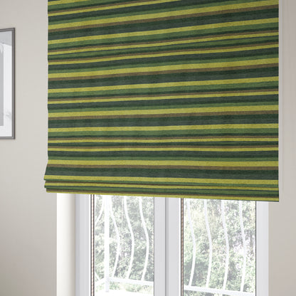 Enya Designer Soft Luxury Striped Fabric Green Colour Chenille JO-555 - Roman Blinds