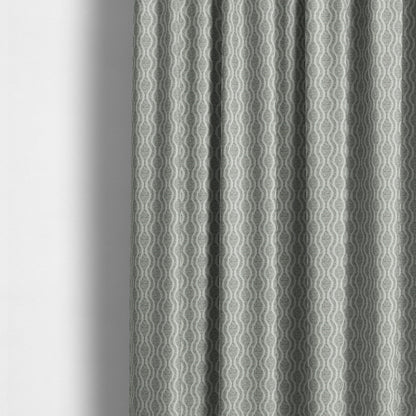 Piccadilly Collection Eclipse Pattern Woven Upholstery Silver Grey Chenille Fabric JO-557 - Made To Measure Curtains