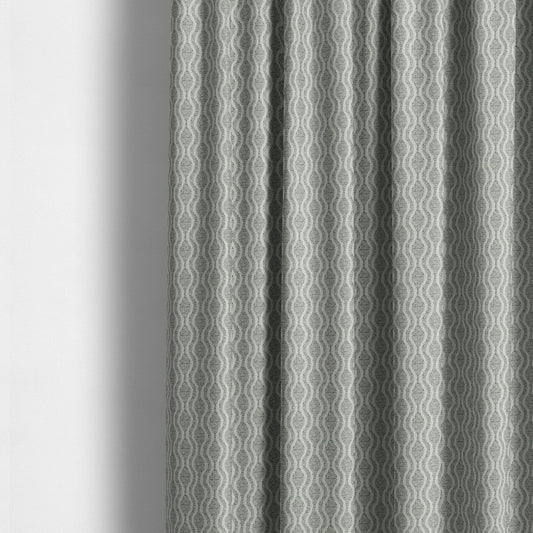 Piccadilly Collection Eclipse Pattern Woven Upholstery Silver Grey Chenille Fabric JO-557 - Made To Measure Curtains