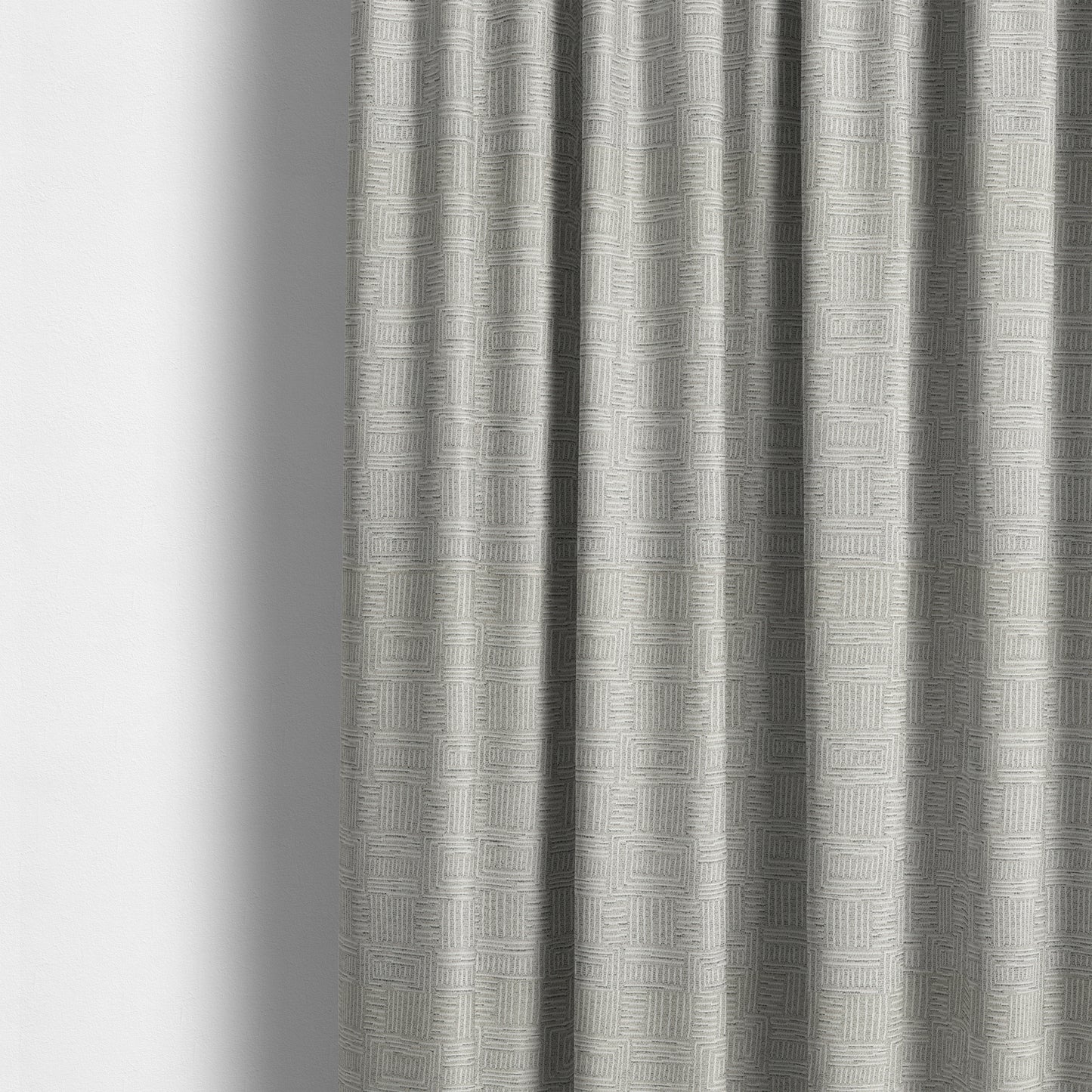 Piccadilly Collection Gingham Pattern Woven Upholstery Silver Grey Chenille Fabric JO-559 - Made To Measure Curtains