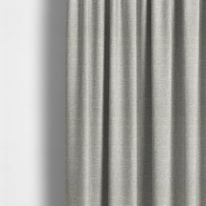 Piccadilly Collection Gingham Pattern Woven Upholstery Silver Grey Chenille Fabric JO-559 - Made To Measure Curtains