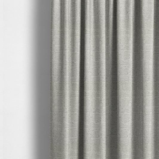 Piccadilly Collection Gingham Pattern Woven Upholstery Silver Grey Chenille Fabric JO-559 - Made To Measure Curtains