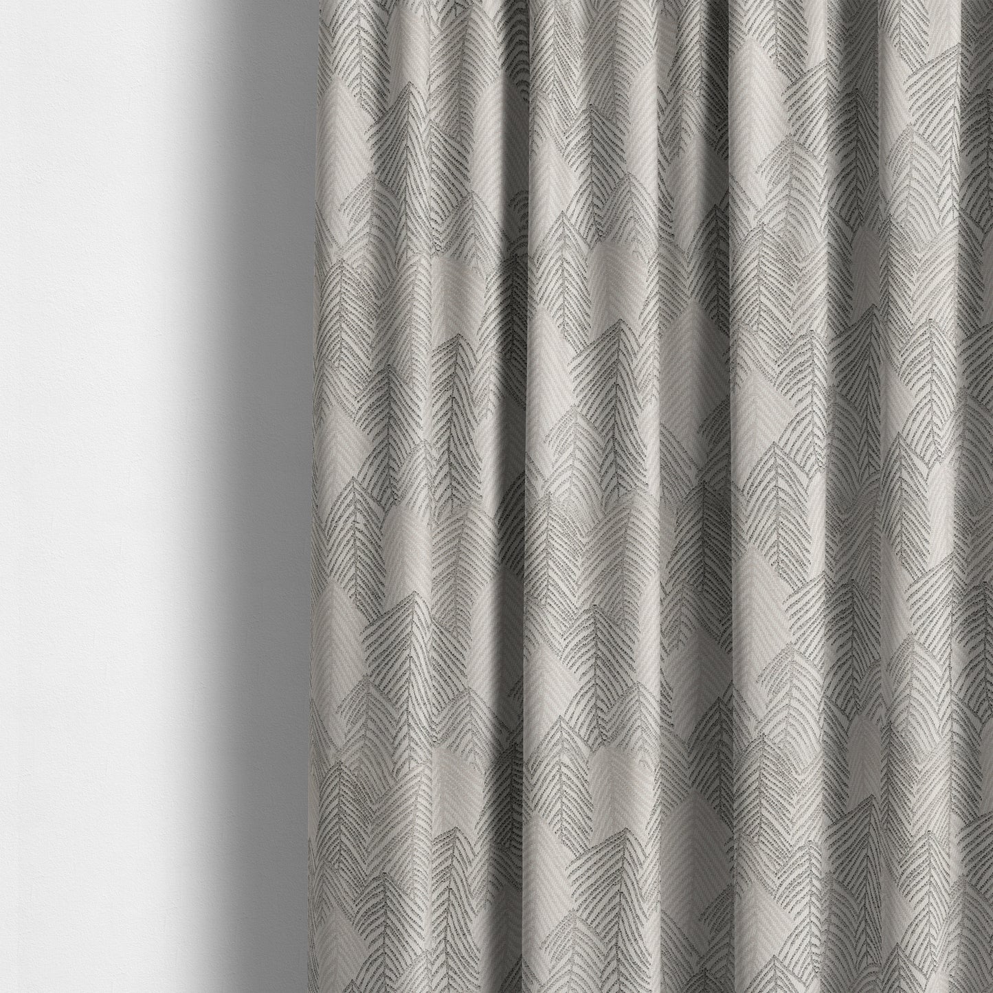 Piccadilly Collection Leaf Floral Pattern Woven Upholstery Silver Grey Chenille Fabric JO-560 - Made To Measure Curtains