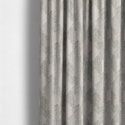 Piccadilly Collection Leaf Floral Pattern Woven Upholstery Silver Grey Chenille Fabric JO-560 - Made To Measure Curtains