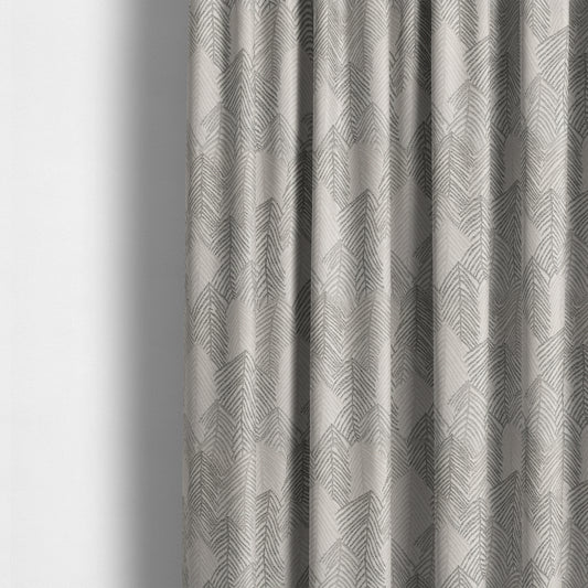 Piccadilly Collection Leaf Floral Pattern Woven Upholstery Silver Grey Chenille Fabric JO-560 - Made To Measure Curtains