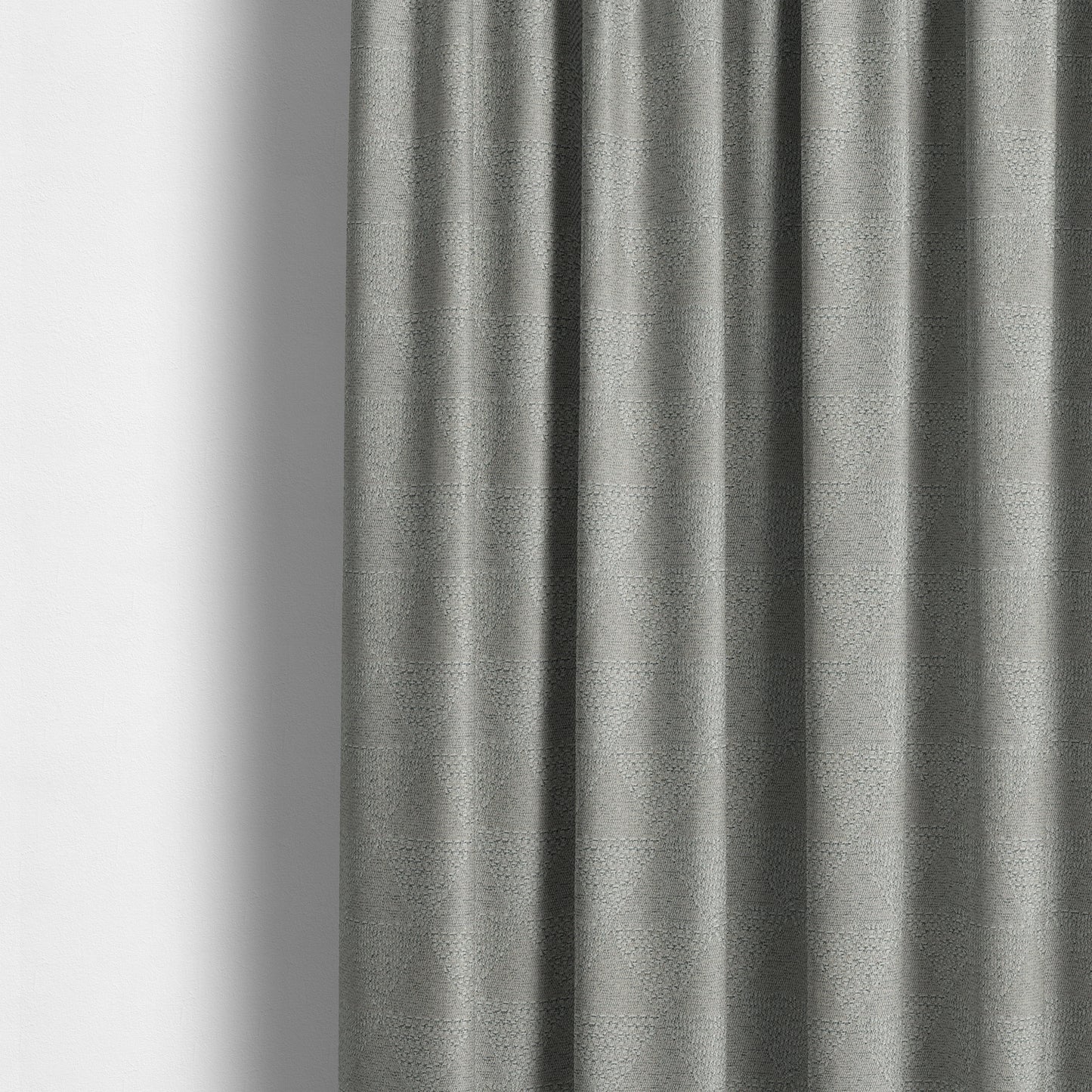 Piccadilly Collection Geometric Triangle Pattern Woven Upholstery Silver Grey Chenille Fabric JO-562 - Made To Measure Curtains