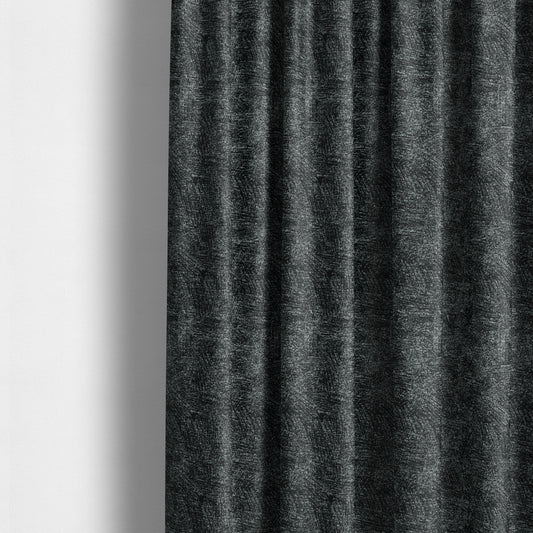 Bakari Semi Plain Woven Upholstery Chenille Fabric In Black Colour JO-566 - Made To Measure Curtains