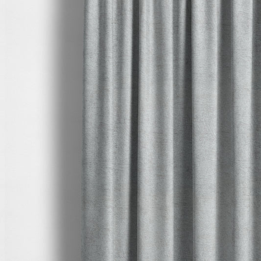 Bakari Semi Plain Woven Upholstery Chenille Fabric In Silver Colour JO-569 - Made To Measure Curtains