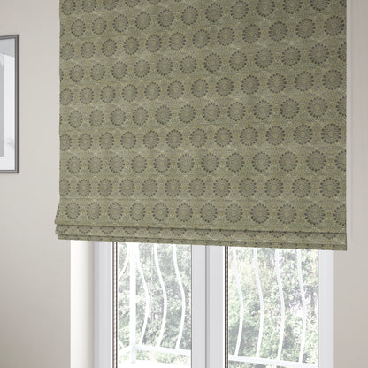 Beige Silver Grey Coloured Floral Medallion Pattern Soft Chenille Upholstery Fabric JO-57 - Roman Blinds