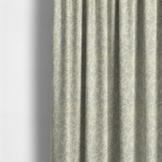 Waterperry Collection Beige Silver Colour Floral Pattern Soft Chenille Upholstery Fabric JO-571 - Made To Measure Curtains