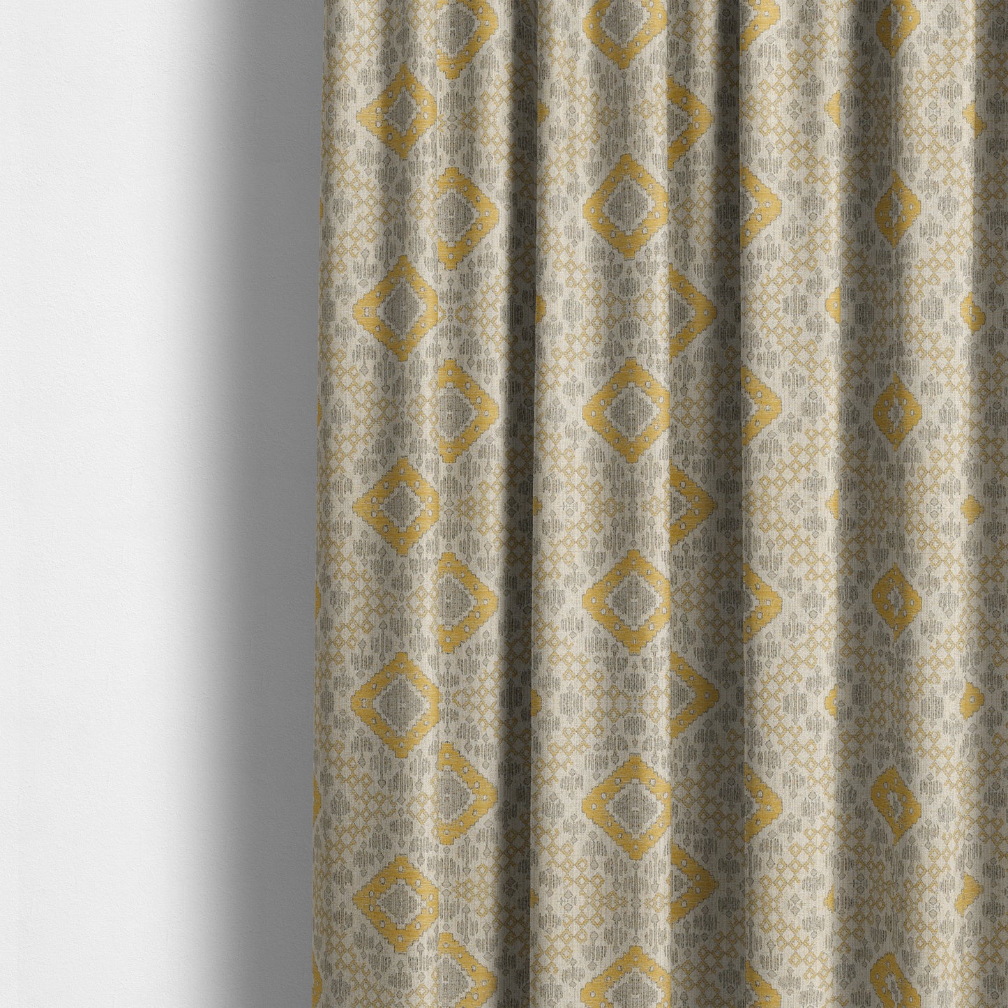 Atmosfera Quality Woven Geometric Inspired Pattern In Yellow Colour Fabric JO-574 - Made To Measure Curtains