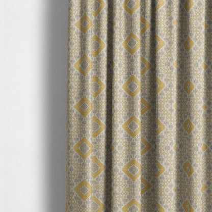 Atmosfera Quality Woven Geometric Inspired Pattern In Yellow Colour Fabric JO-574 - Made To Measure Curtains