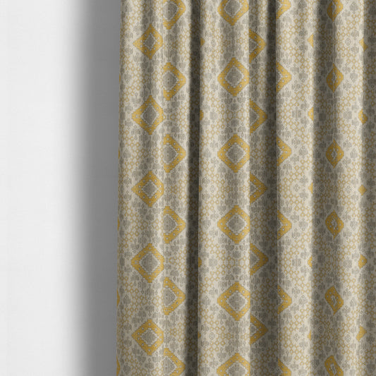 Atmosfera Quality Woven Geometric Inspired Pattern In Yellow Colour Fabric JO-574 - Made To Measure Curtains