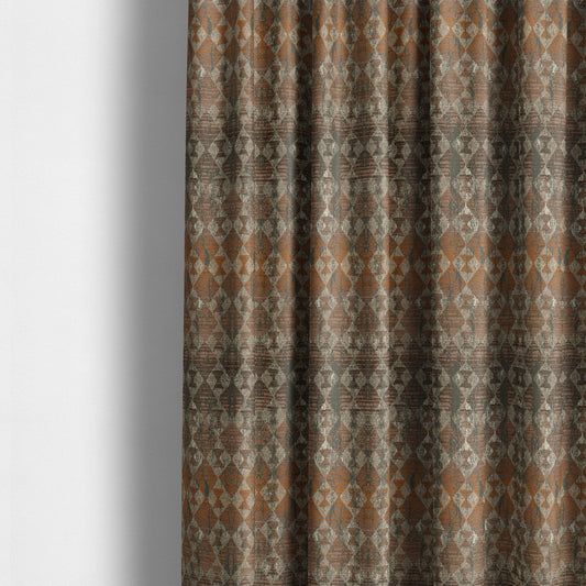 Lomasi Metallic Tones Fabric Brown Bronze Portuguese Medallion Pattern Upholstery Fabric JO-575 - Made To Measure Curtains