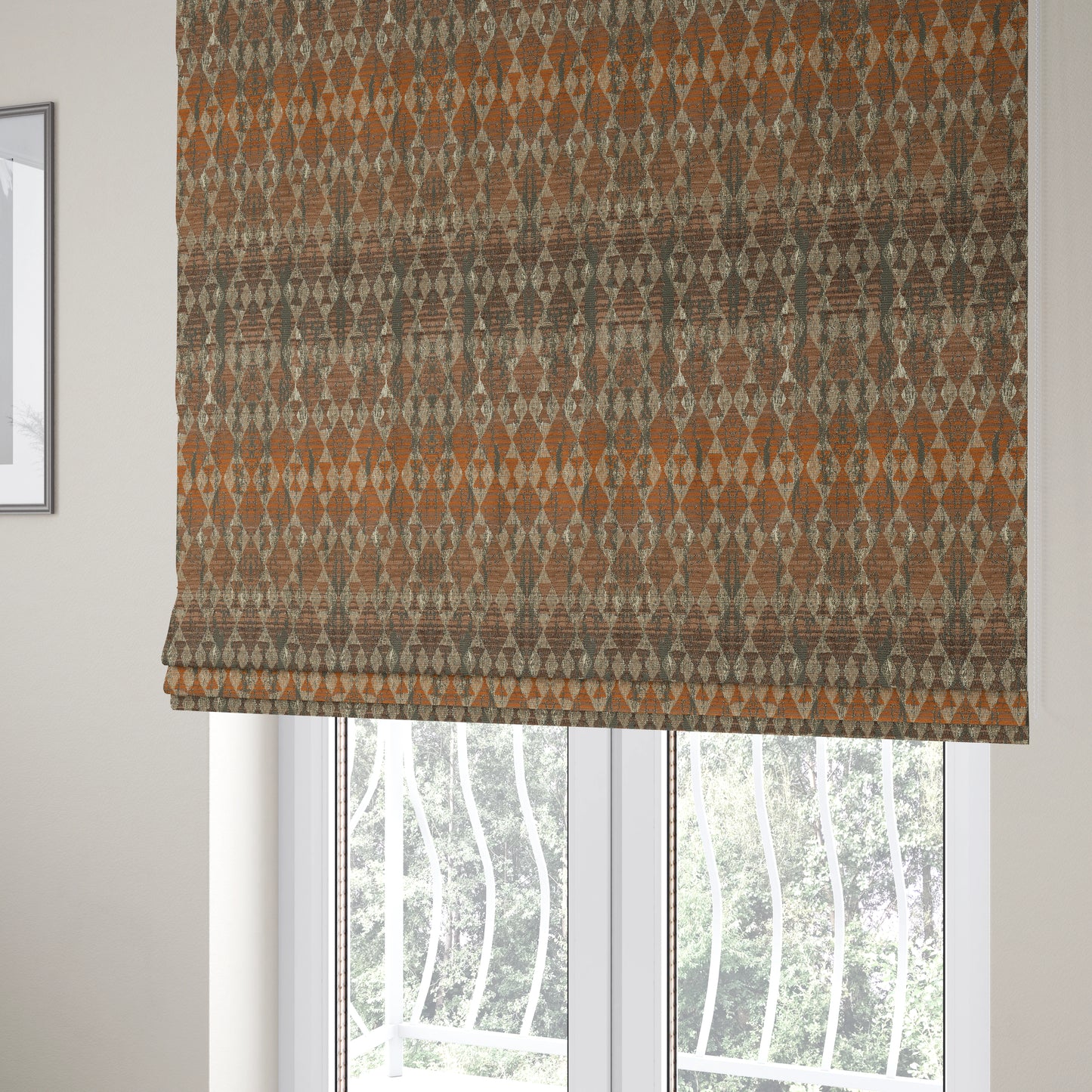 Lomasi Metallic Tones Fabric Brown Bronze Portuguese Medallion Pattern Upholstery Fabric JO-575 - Roman Blinds