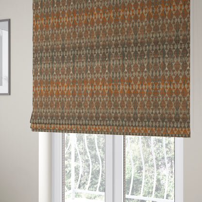 Lomasi Metallic Tones Fabric Brown Bronze Portuguese Medallion Pattern Upholstery Fabric JO-575 - Roman Blinds