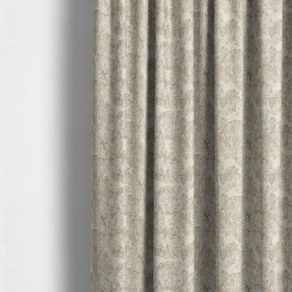 Atmosfera Quality Woven Floral Inspired Pattern In Beige Cream Colour Fabric JO-578 - Made To Measure Curtains