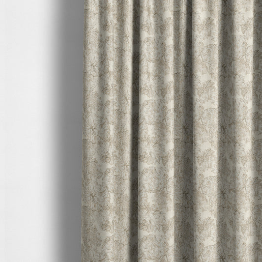 Atmosfera Quality Woven Floral Inspired Pattern In Beige Cream Colour Fabric JO-578 - Made To Measure Curtains