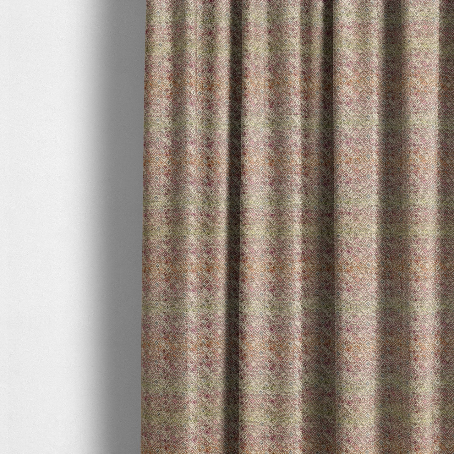 Madagascar Small Motifs Geometric Orange Pink Green Colour Pattern Interior Fabrics JO-580 - Made To Measure Curtains