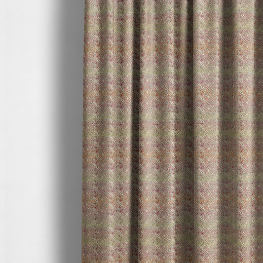 Madagascar Small Motifs Geometric Orange Pink Green Colour Pattern Interior Fabrics JO-580 - Made To Measure Curtains