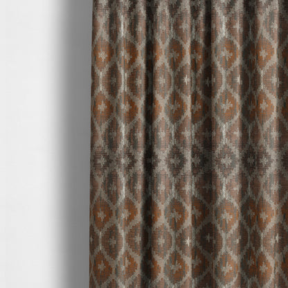 Lomasi Metallic Tones Fabric Brown Bronze Geometric Aztec Pattern Upholstery Fabric JO-583 - Made To Measure Curtains