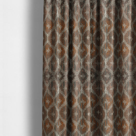 Lomasi Metallic Tones Fabric Brown Bronze Geometric Aztec Pattern Upholstery Fabric JO-583 - Made To Measure Curtains