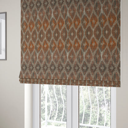 Lomasi Metallic Tones Fabric Brown Bronze Geometric Aztec Pattern Upholstery Fabric JO-583 - Roman Blinds