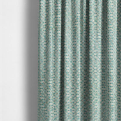 Juanita Small Motif Geometric Pattern In Blue Colour Interior Upholstery Fabrics JO-587 - Made To Measure Curtains