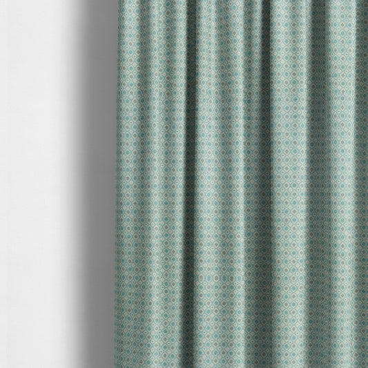 Juanita Small Motif Geometric Pattern In Blue Colour Interior Upholstery Fabrics JO-587 - Made To Measure Curtains