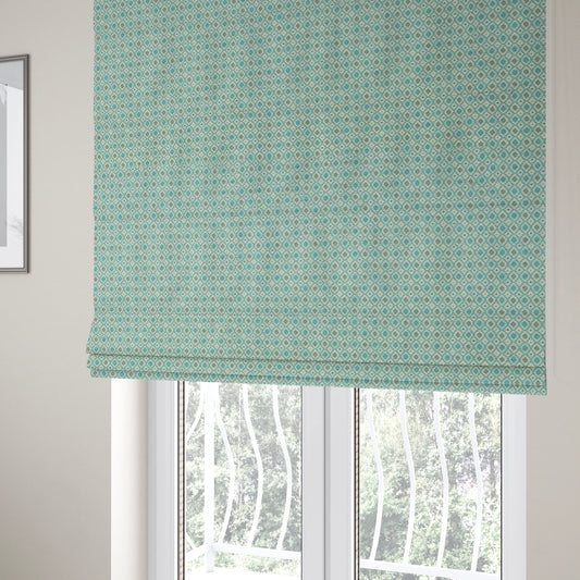 Juanita Small Motif Geometric Pattern In Blue Colour Interior Upholstery Fabrics JO-587 - Roman Blinds