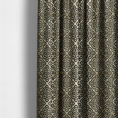 Ziani Designer Pattern Velvet Soft Pattern In Black Colour JO-588 - Made To Measure Curtains