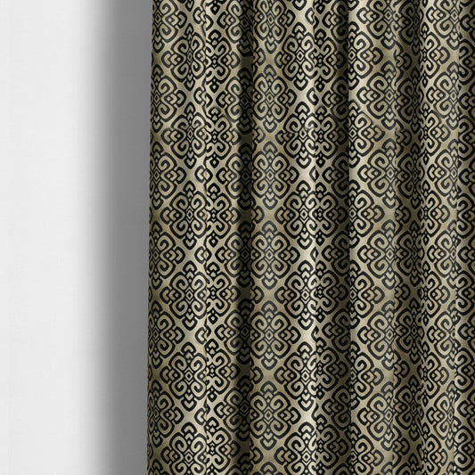 Ziani Designer Pattern Velvet Soft Pattern In Black Colour JO-588 - Made To Measure Curtains