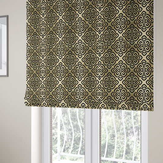 Ziani Designer Pattern Velvet Soft Pattern In Black Colour JO-588 - Roman Blinds