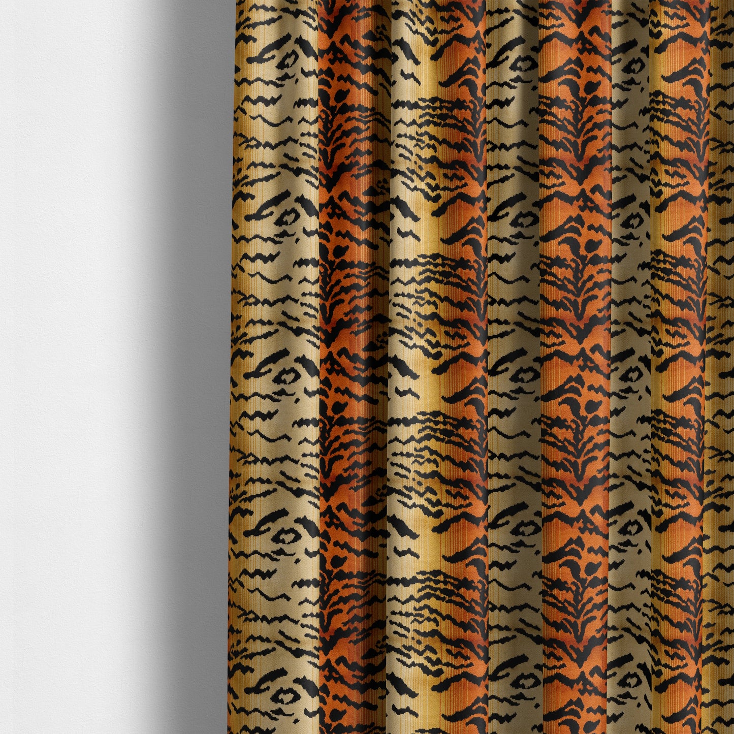 Ziani Bengal Tiger Striped Skin Animal Inspired Pattern Velvet In Orange Black Colour JO-592 - Made To Measure Curtains