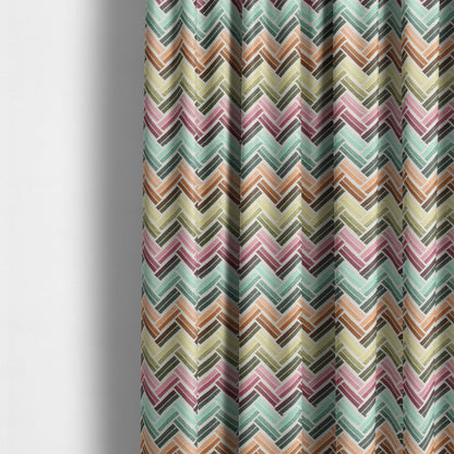 Carnival Living Fabric Collection Multi Colour Chevron Striped Pattern Upholstery Curtains Fabric JO-593 - Made To Measure Curtains