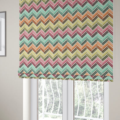 Carnival Living Fabric Collection Multi Colour Chevron Striped Pattern Upholstery Curtains Fabric JO-593 - Roman Blinds