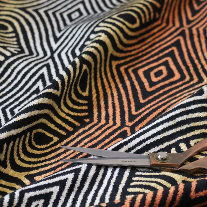 Ziani Designer Medallion Inspired Pattern Velvet In Orange Black Colour JO-594 - Handmade Cushions