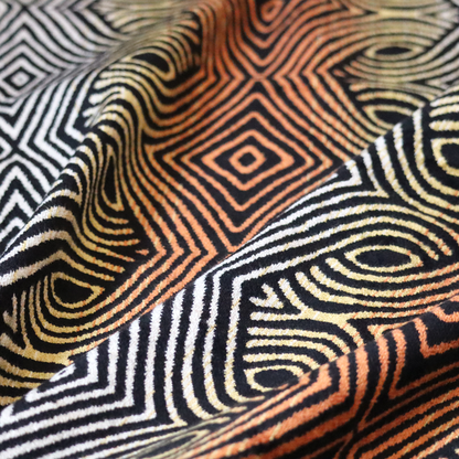 Ziani Designer Medallion Inspired Pattern Velvet In Orange Black Colour JO-594 - Handmade Cushions