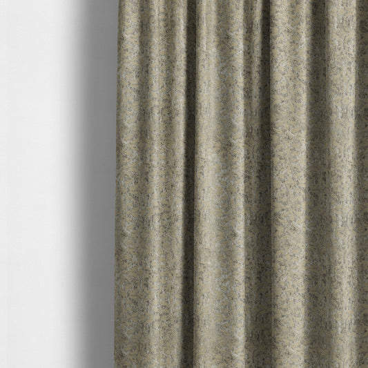 Beige Silver Grey Coloured Medallion Pattern Soft Chenille Upholstery Fabric JO-594 - Made To Measure Curtains