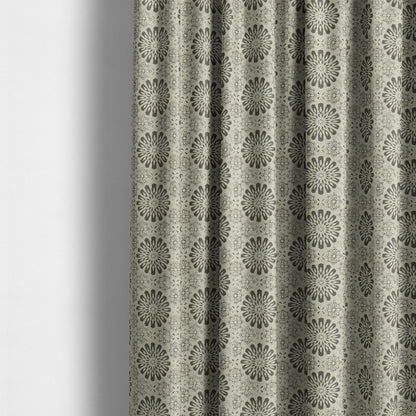 Waterperry Collection Beige Silver Colour Floral Pattern Soft Chenille Upholstery Fabric JO-595 - Made To Measure Curtains