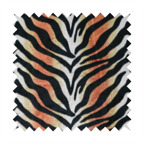 Ziani Designer Tiger Inspired Pattern Velvet In Orange Black Colour JO-596 - Handmade Cushions