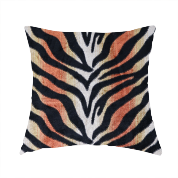 Ziani Designer Tiger Inspired Pattern Velvet In Orange Black Colour JO-596 - Handmade Cushions