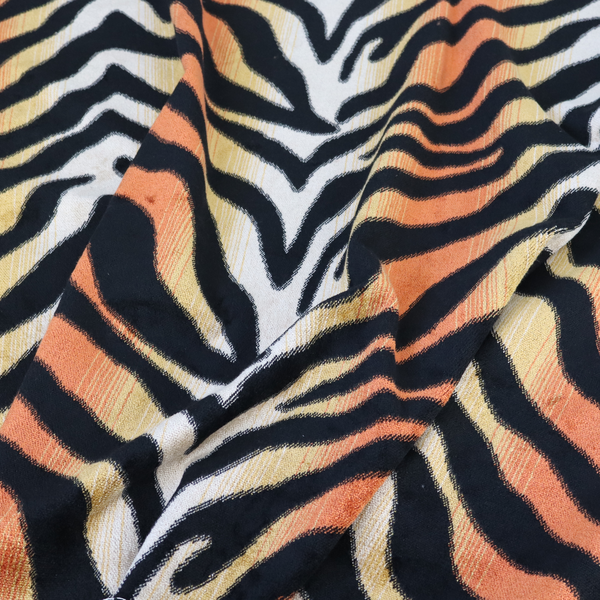Ziani Designer Tiger Inspired Pattern Velvet In Orange Black Colour JO-596 - Handmade Cushions
