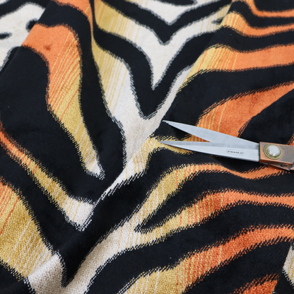 Ziani Designer Tiger Inspired Pattern Velvet In Orange Black Colour JO-596 - Handmade Cushions