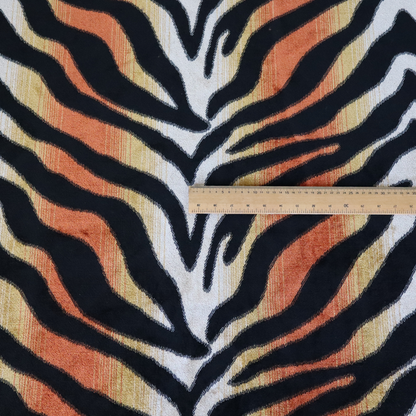 Ziani Designer Tiger Inspired Pattern Velvet In Orange Black Colour JO-596 - Handmade Cushions