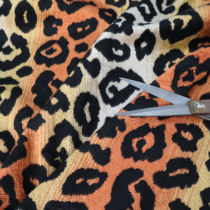 Ziani Designer Leapord Inspired Pattern Velvet In Orange Black Colour JO-597 - Handmade Cushions